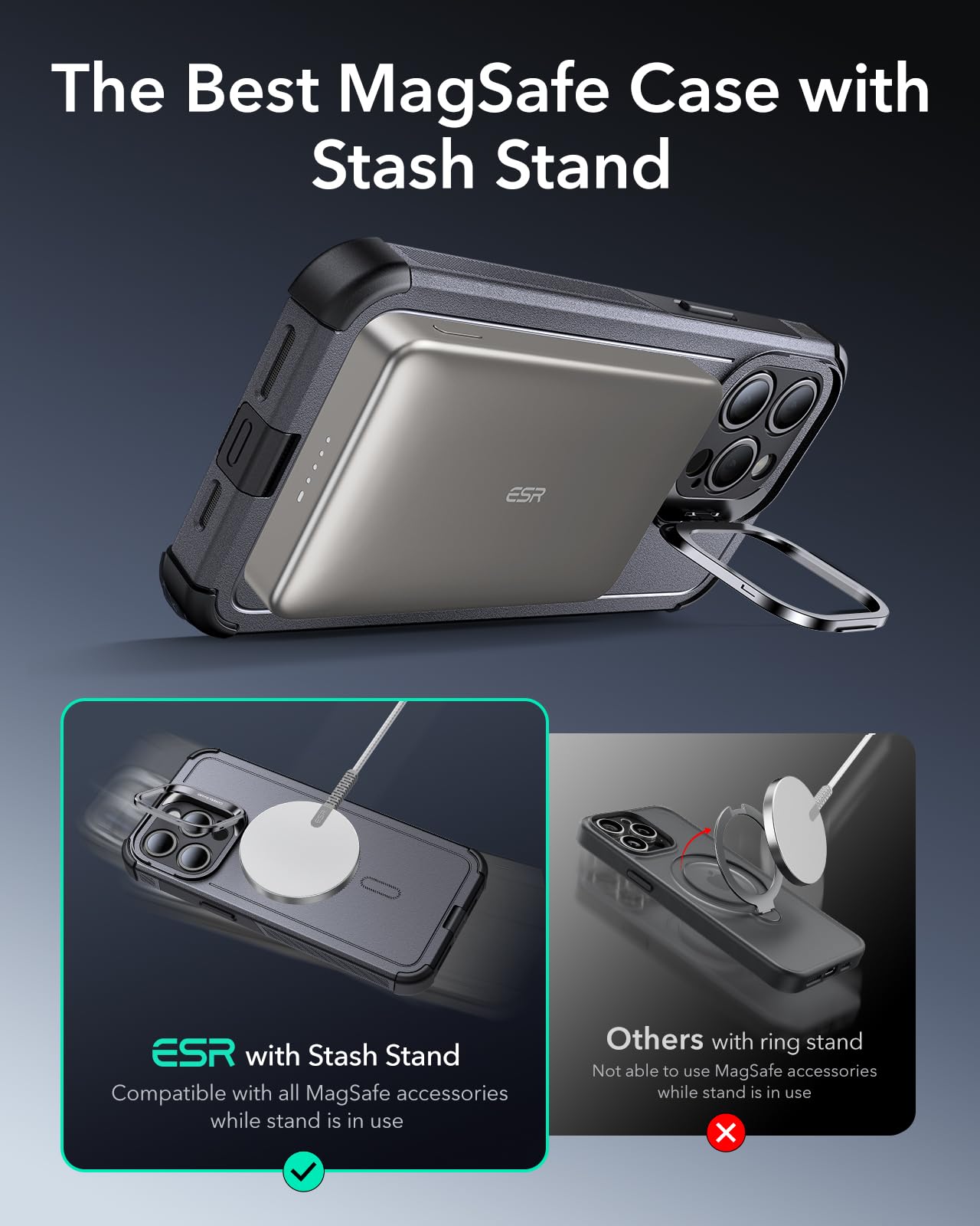 ESR Air Armor Case, Compatible with iPhone 13 Pro Max Case, Military-Grade Drop Protection, Shock-Absorbing Corners, Yellowing-Resistant Hard Back, Scratch Resistant, Clear