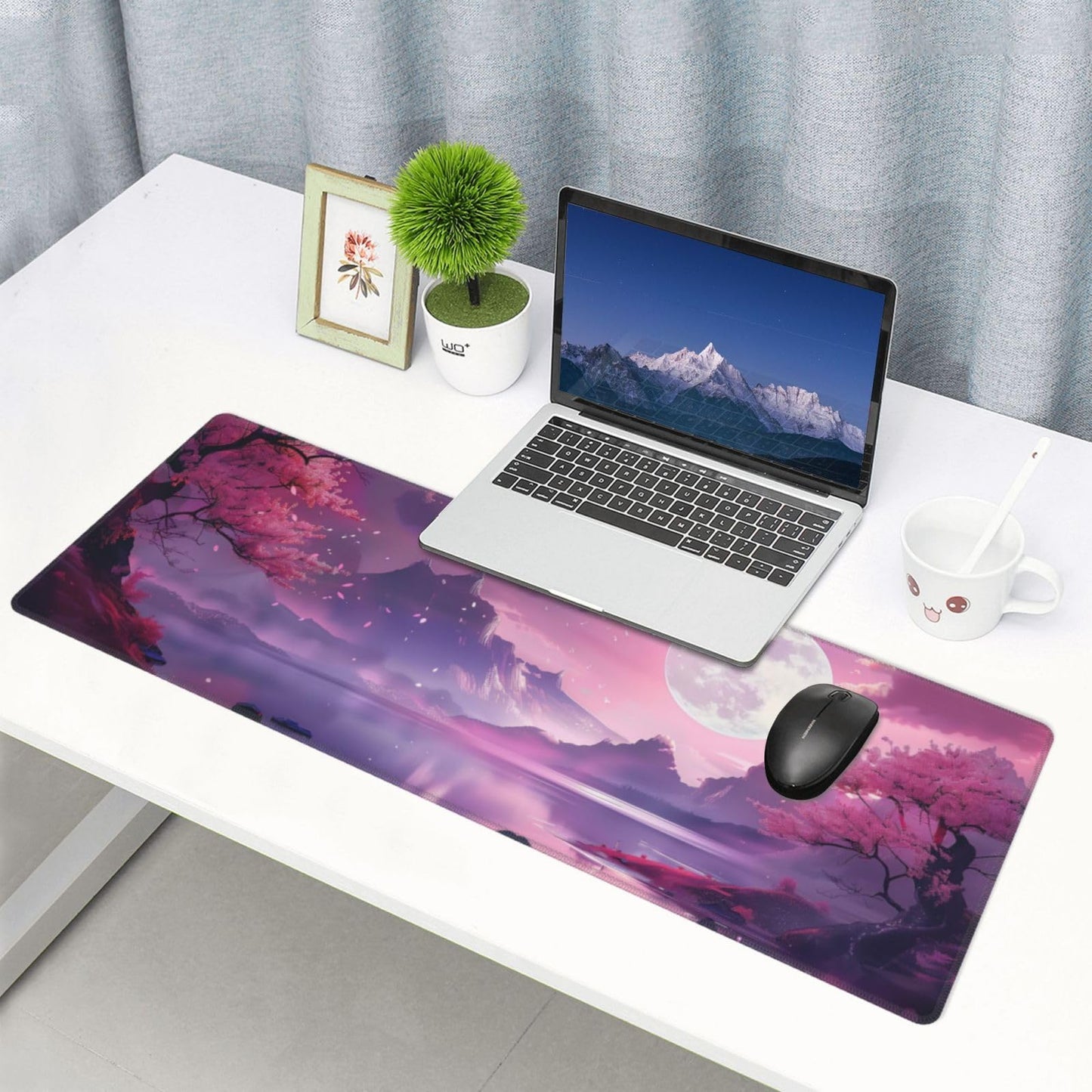 Japanese Mouse Pad, Large Japanese Desk Mat, XL Anime Gaming Keyboard Mat, Non-Slip Rubber Base, Big Extended Desk Protector for Home Office, 31.5”x11.8”
