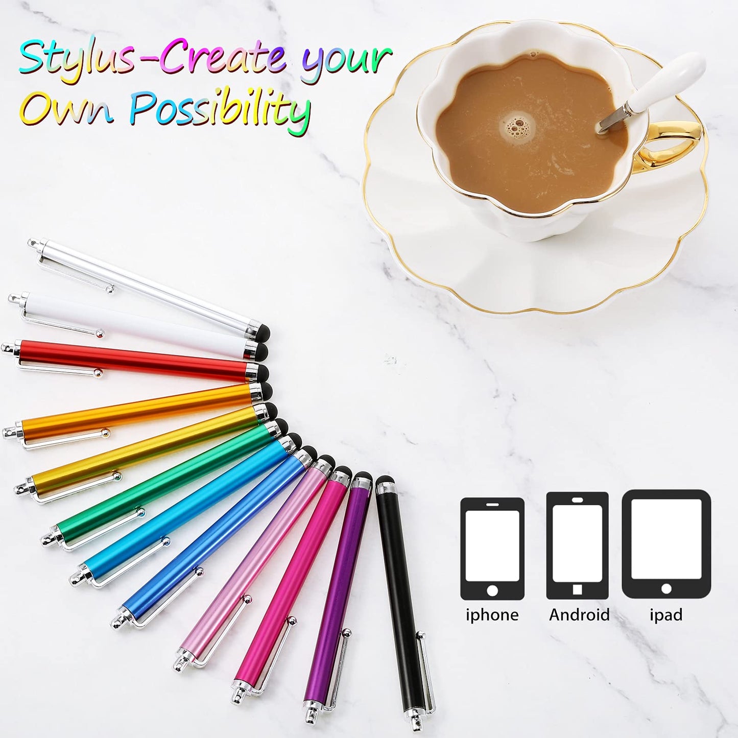 Outus Stylus Pen Set of 36 for Universal Capacitive Touch Screens Devices, Stylus Pens for Touch Screens Devices, Compatible with Tablet (Black)