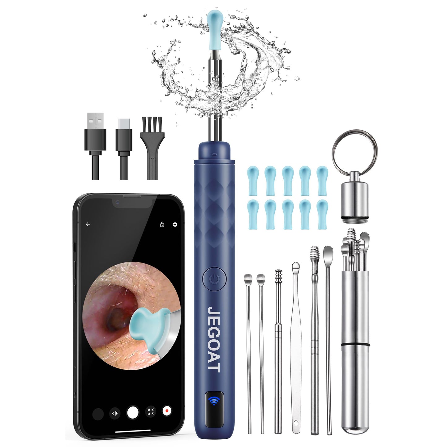 Ear Wax Removal Tool Camera, Ear Cleaner with Camera, 1296P HD Ear Scope, 6 LED Lights and 12 Ear Picks, Earwax Removal with Otoscope, Jet Black