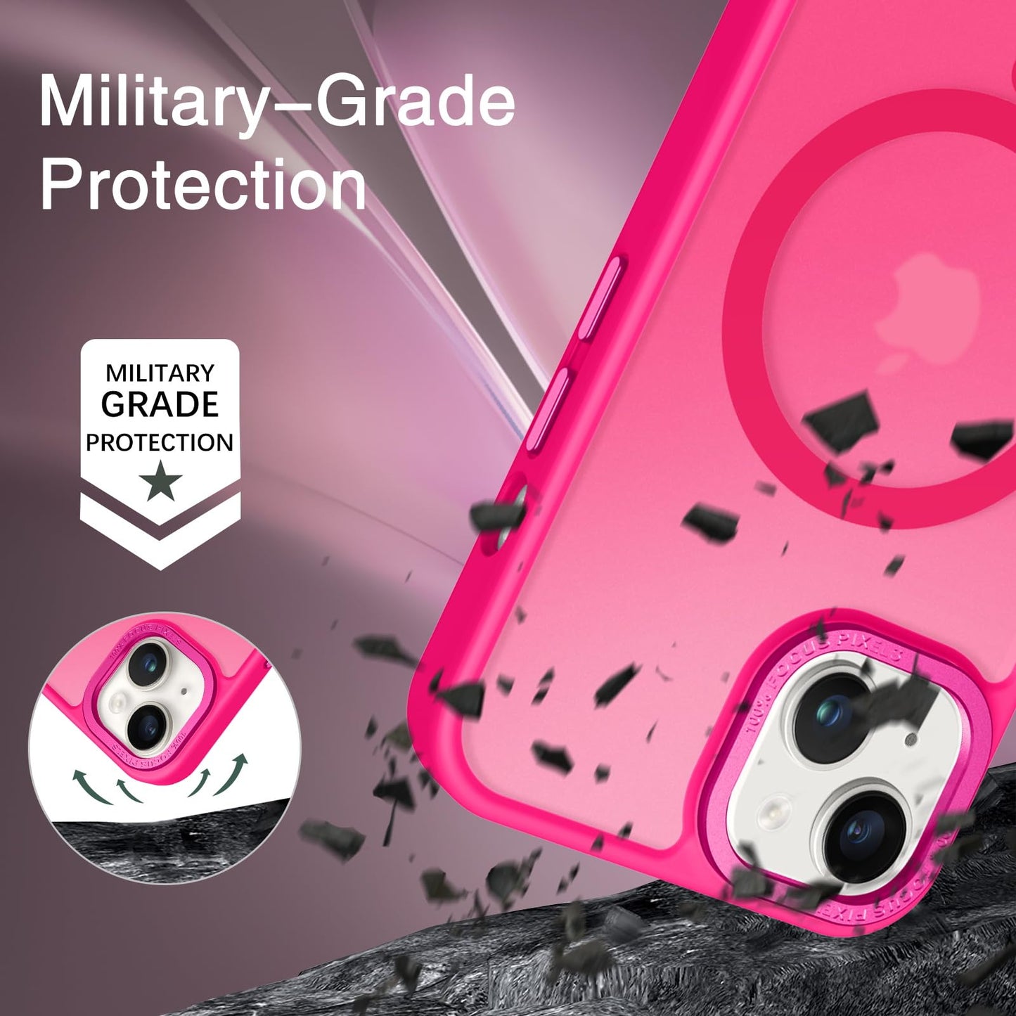 BENTOBEN Magnetic for iPhone 13 Case & iPhone 14 Case [Compatible with Magsafe] Translucent Matte Phone Case iPhone 13/14 Slim Fit Shockproof Women Men Protective Cover for iPhone 13/14 6.1", Hot Pink