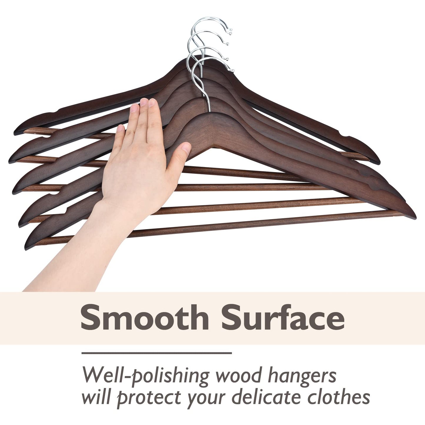Wood Hangers 30 Pack, Non-Slip Wooden Hangers with 360° Swivel Hook & Notches, Slim Coat Hangers for Shirt, Suit, Jacket, Dress, Natural