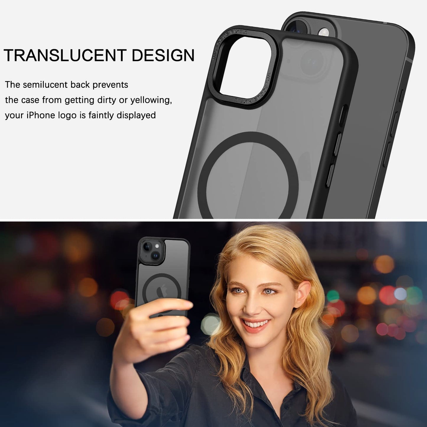 BENTOBEN Magnetic for iPhone 13 Case & iPhone 14 Case [Compatible with Magsafe] Translucent Matte Phone Case iPhone 13/14 Slim Fit Shockproof Women Men Protective Cover for iPhone 13/14 6.1", Hot Pink