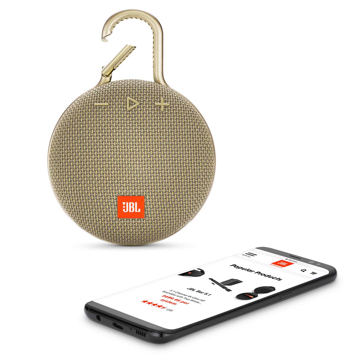 JBL Clip 3, Black - Waterproof, Durable & Portable Bluetooth Speaker - Up to 10 Hours of Play - Includes Noise-Cancelling Speakerphone & Wireless Streaming