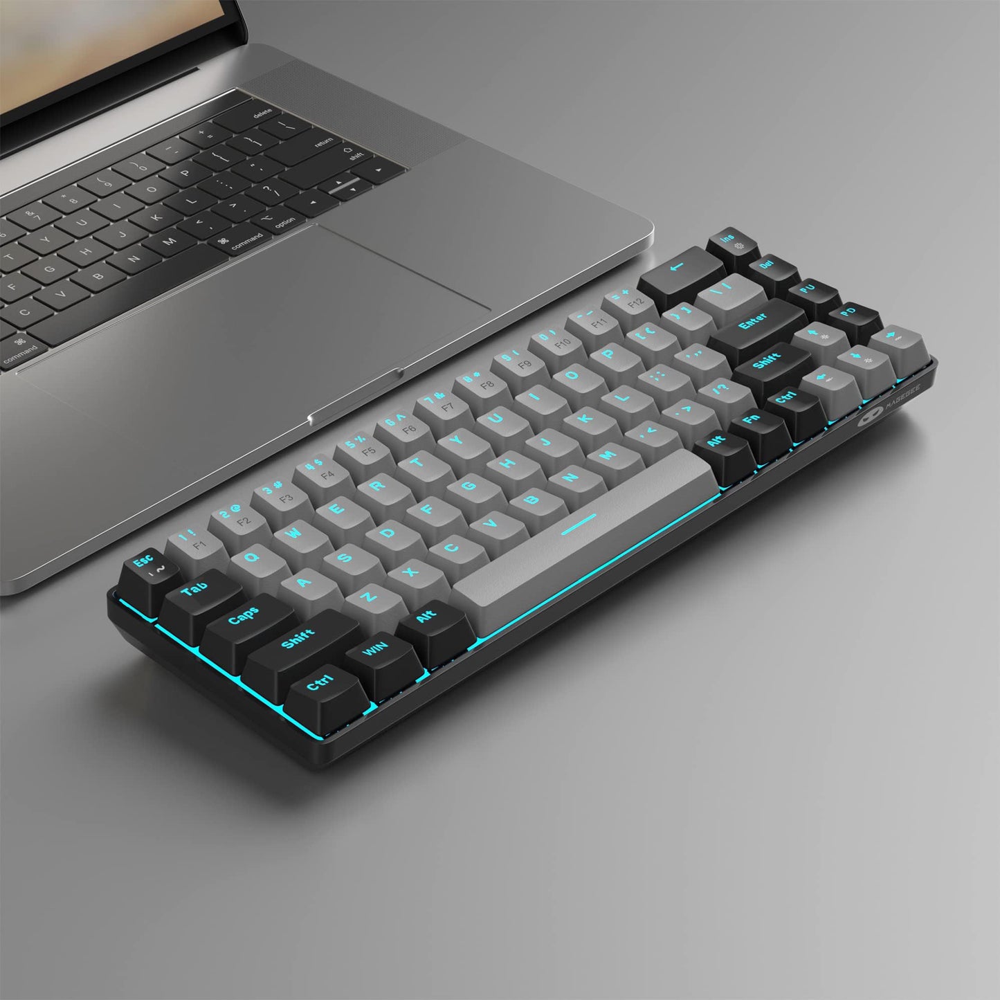 MageGee Portable 60% Mechanical Gaming Keyboard, MK-Box LED Backlit Compact 68 Keys Mini Wired Office Keyboard with Red Switch for Windows Laptop PC Mac - Black/Grey