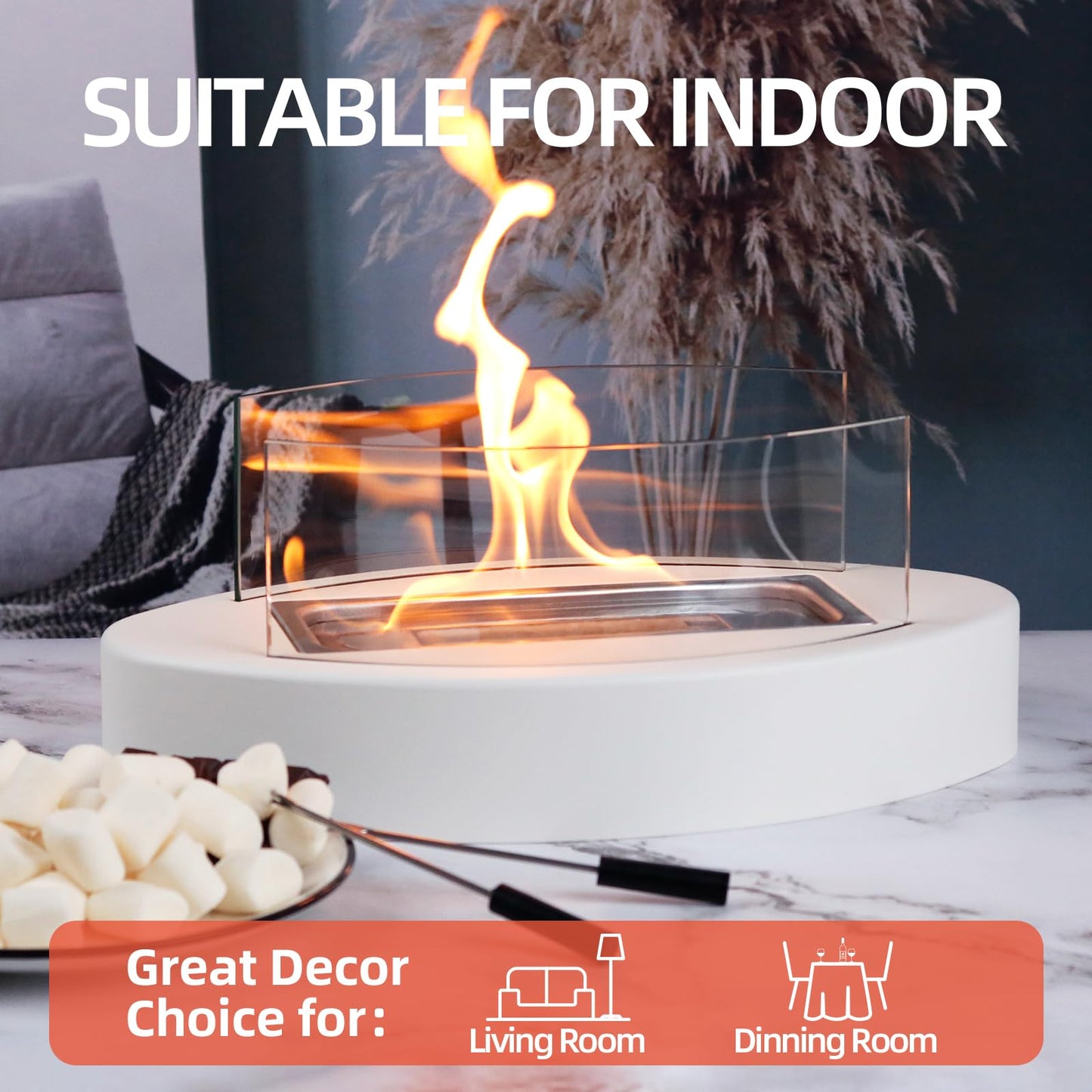 2024 New Tabletop Fire Pit,Woodgrain Portable Table Top Firepit Outdoor Indoor Table top Fireplace Smores Maker for Family Dinner Party Patio Balcony Backyard Housewarming Table Decor