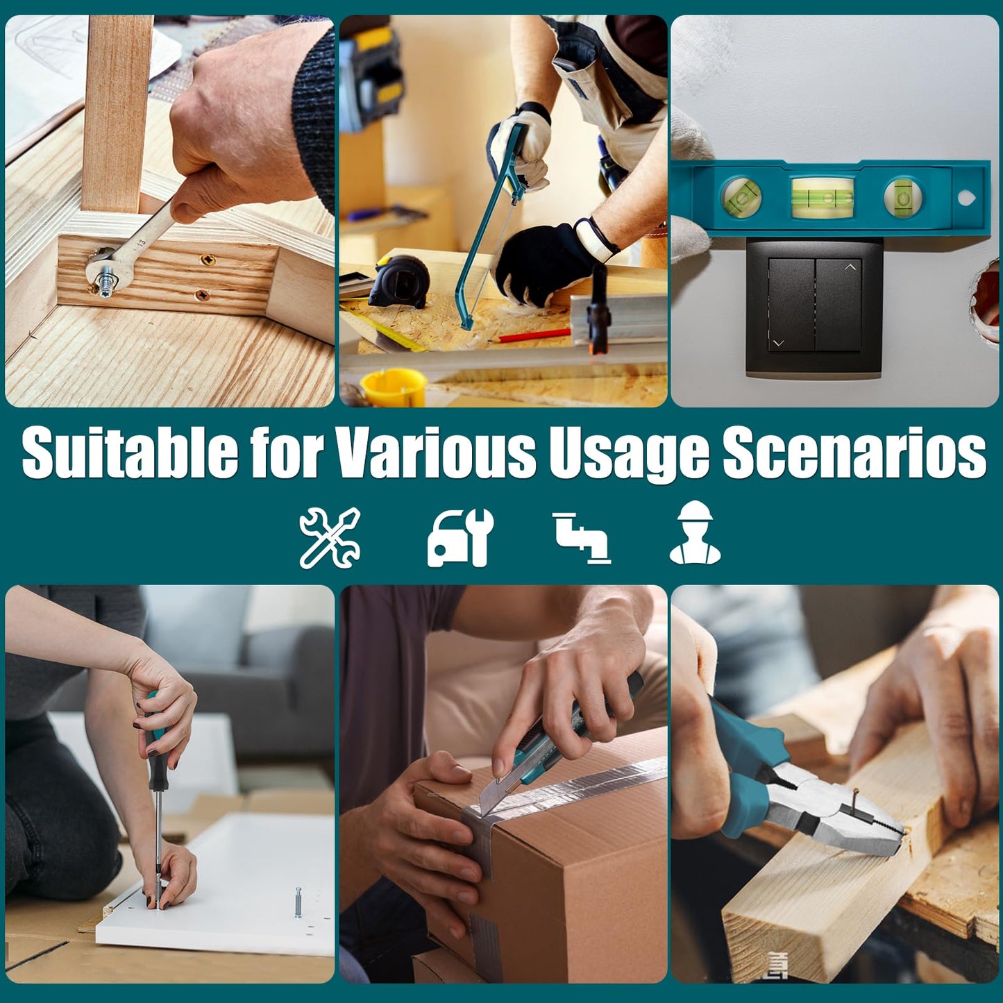 Sundpey Home Tool Kit 257-PCs - Household Basic Repair Tool Set for Men Women - General Hand Mechanic's Tool Set & Screwdriver Set & Wrench Set & Socket & Portable Tool Box Storage Case Blue