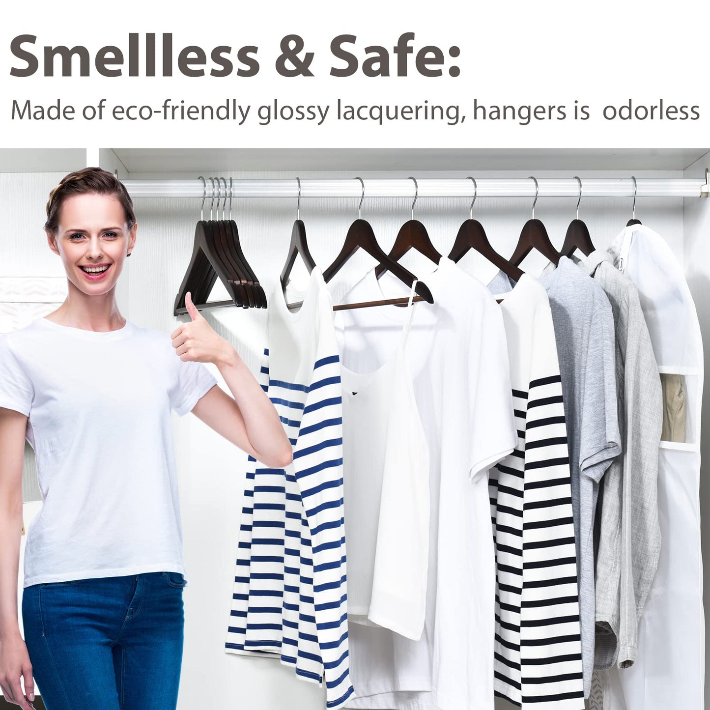 Wood Hangers 30 Pack, Non-Slip Wooden Hangers with 360° Swivel Hook & Notches, Slim Coat Hangers for Shirt, Suit, Jacket, Dress, Natural