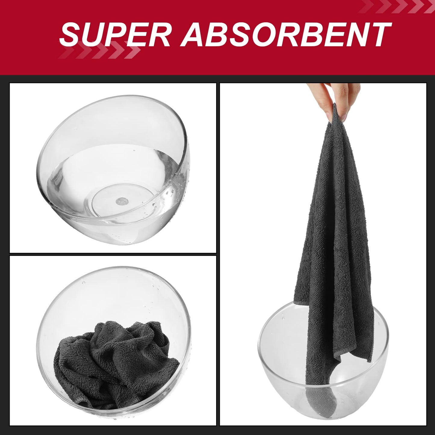 Oudain 200Pcs 16x16 Inch Microfiber Cleaning Cloth Towels for Car, Highly Absorbent Cleaning Rag Washable Reusable Multi-Purpose Wiper Cloths for Wash Car Home Pet Drying Dusting (Gray)