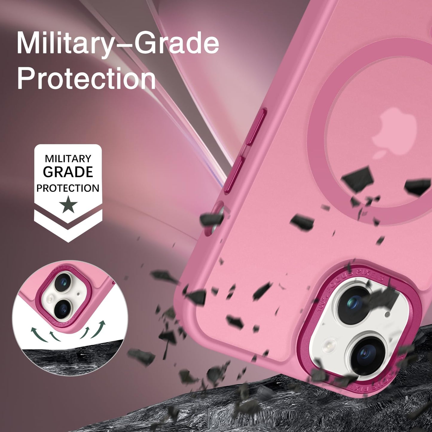 BENTOBEN Magnetic for iPhone 13 Case & iPhone 14 Case [Compatible with Magsafe] Translucent Matte Phone Case iPhone 13/14 Slim Fit Shockproof Women Men Protective Cover for iPhone 13/14 6.1", Hot Pink