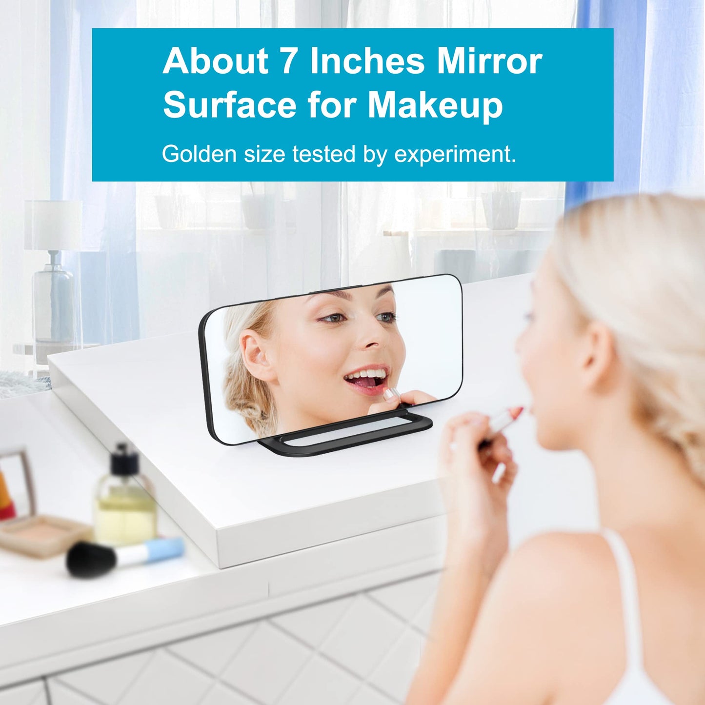 Slim LED Digital Alarm Clock, Mirror Surface for Makeup, with Diming, Large Display, Easy Setting, USB Ports, Modern Decor for Bedroom, Desk, Xmas, Birthday Gift for Women, Sister, Teen Girl, Silver