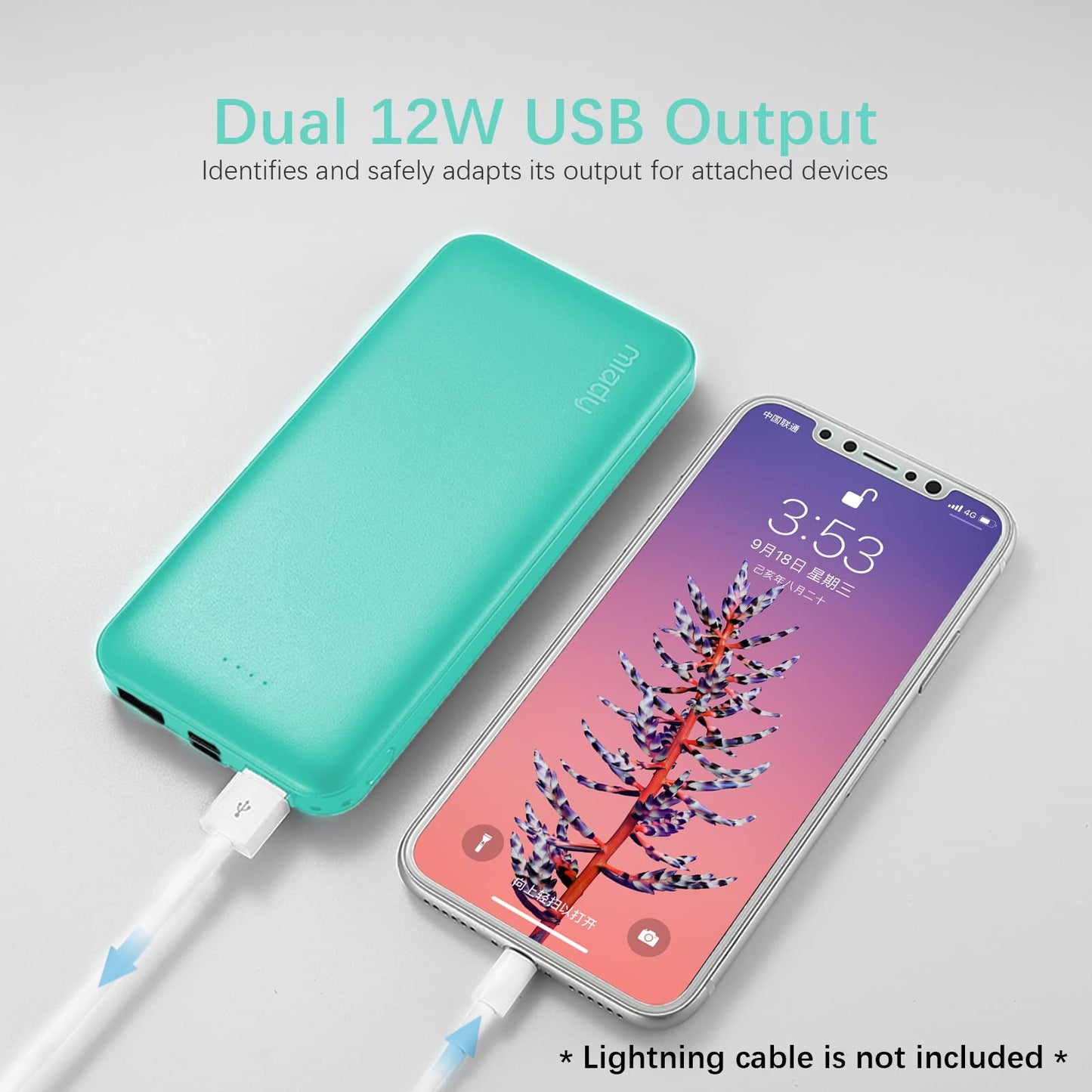Miady 2-Pack 10000mAh Dual USB Portable Charger, USB-C Fast Charging Power Bank, Backup Charger for iPhone 15/14/13, Galaxy S23/22, Pixel and etc