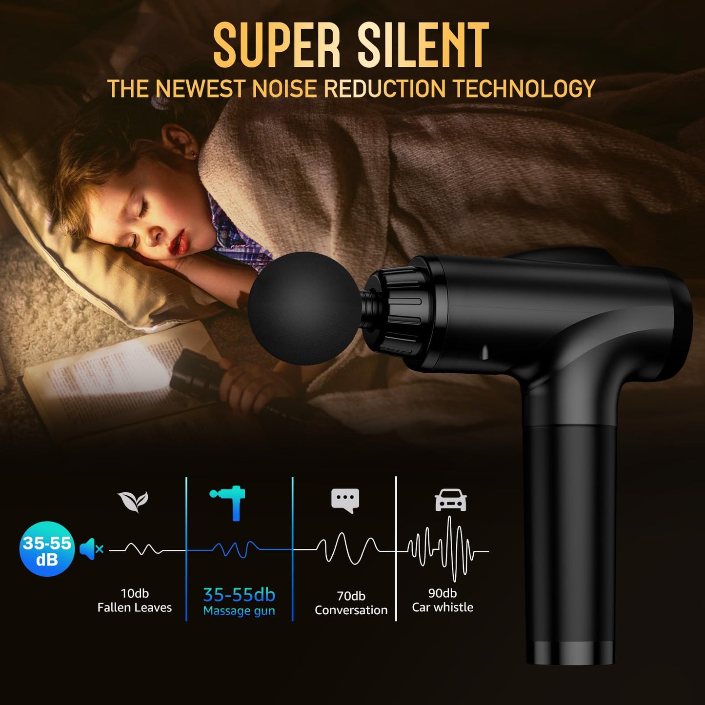 Massage Gun Deep Tissue, Handheld Electric Muscle Massager, High Intensity Percussion Massage Device for Pain Relief with 9 Attachments & 30 Speed(Grey)