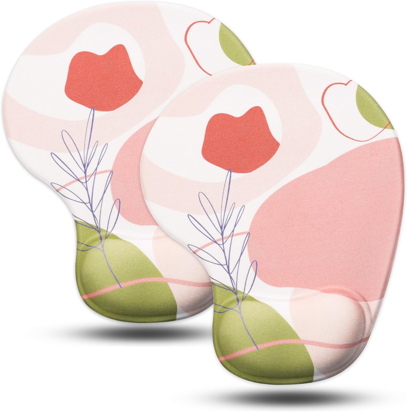 JIKIOU Mouse Pad, 2 Pack Ergonomic Mouse Pads with Comfortable Gel Wrist Rest Support and Lycra Cloth, Non-Slip PU Base for Easy Typing Pain Relief Durable and Easy to Clean Small Black