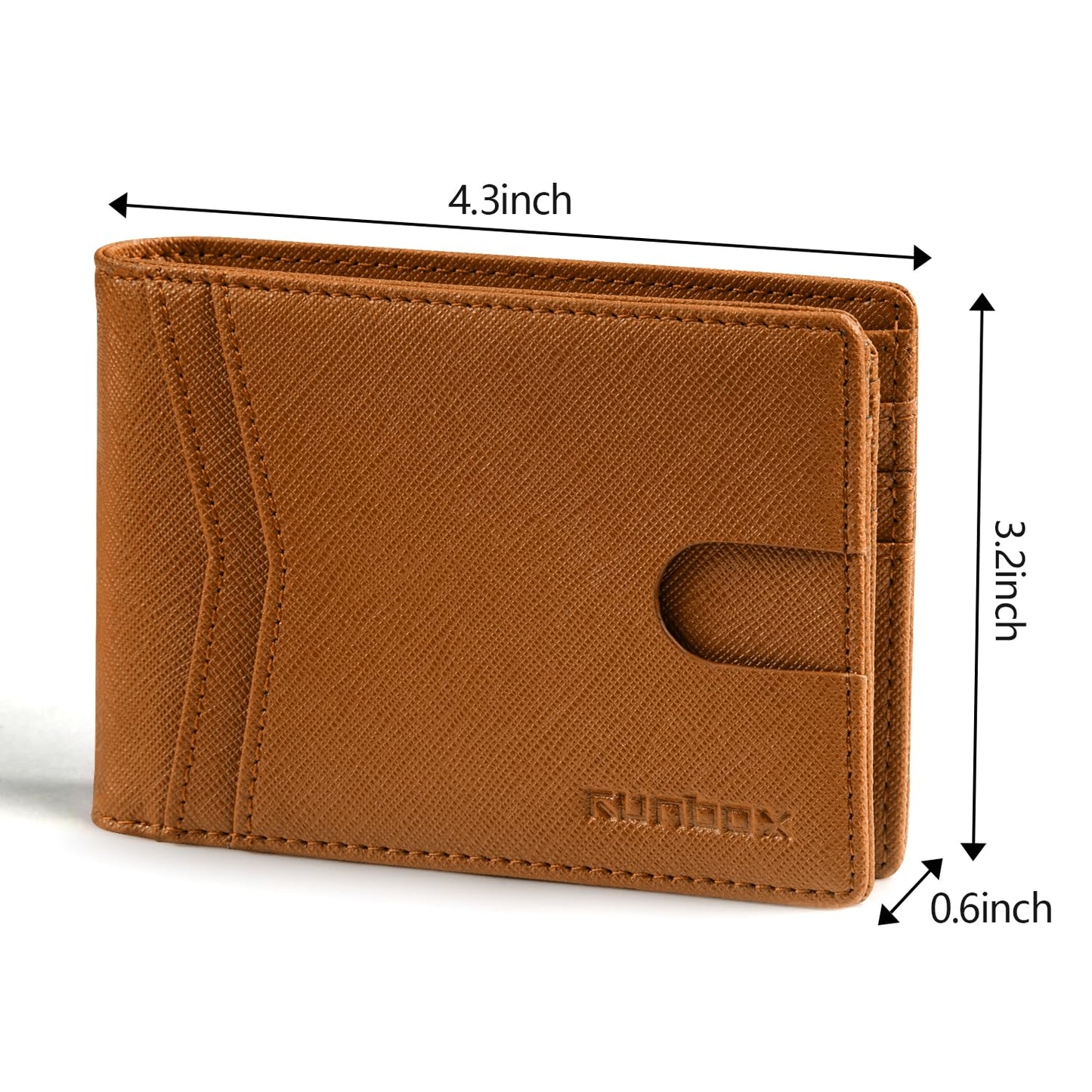 RUNBOX Wallet for Men Slim Rfid Leather 2 ID Window With Gift Box