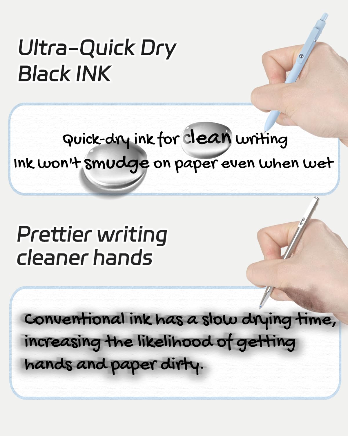 Gel Pens,6 Pcs 0.5mm Fine Point Black Ink Pens With Smooth Writing,Quick Dry Pens For Journaling,Nurse Aesthetic Pens,Office School Supplies for Men Women Student(Black Gray White)