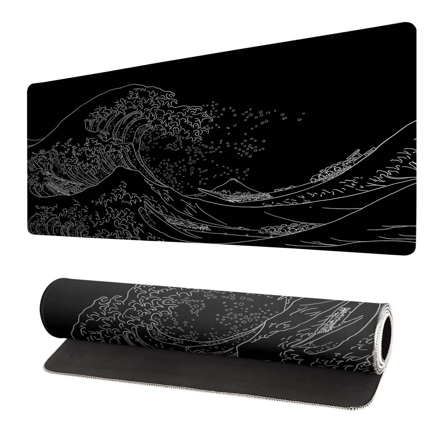 Japanese Mouse Pad, Large Japanese Desk Mat, XL Anime Gaming Keyboard Mat, Non-Slip Rubber Base, Big Extended Desk Protector for Home Office, 31.5”x11.8”