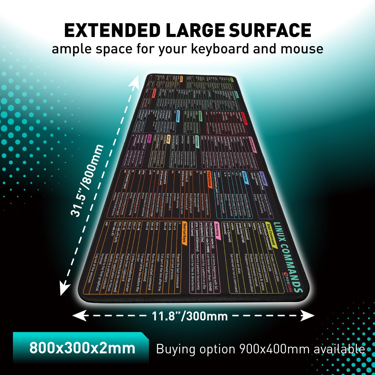 Excel Shortcut Keys Mouse Pad - Extended Large XL Cheat Sheet Gaming Mousepad | PC Office Spreadsheet Keyboard Mat | Non-Slip Stitched Edge