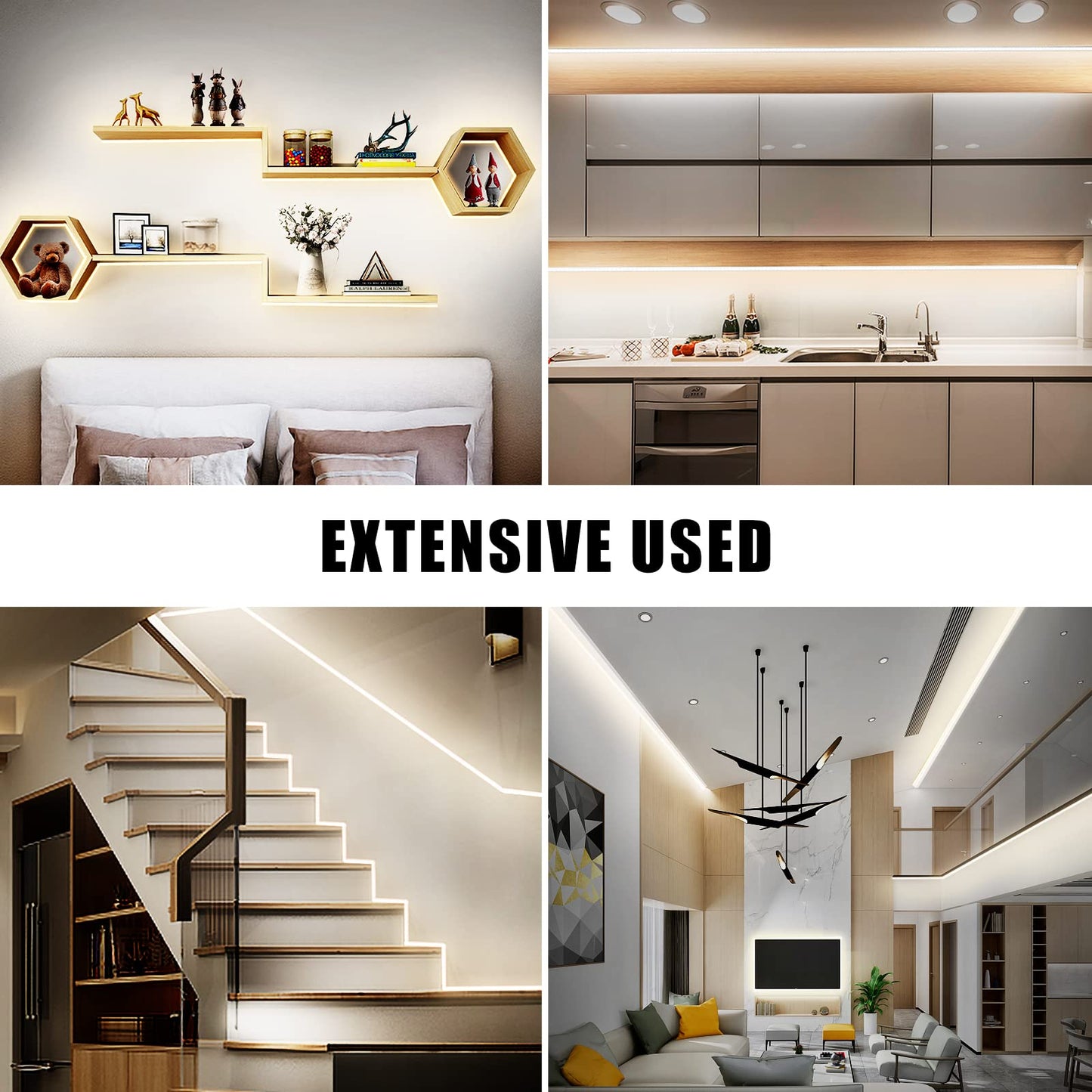 White COB Led Strip Lights Max with RF Remote, 16.4ft 3000K Dimmable Ultra Bright Warm White COB Light Strip, Adhesive Indoor COB Led Lights for Living Room, Shelf, Cabinet