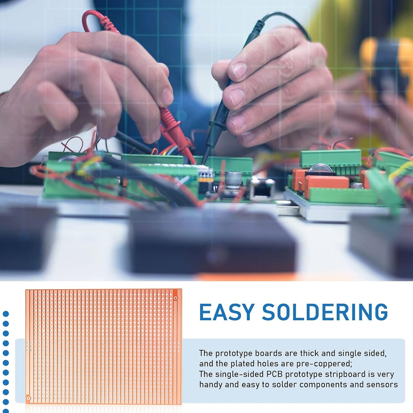 10 PCS 73mm x 100mm PCB Board Prototype Kit Protoboard Copper Strip Board Circuit Board Breadboards 957 Holes Perfboard Universal Printed Circuit Breadboard for DIY Soldering Electronic Projects