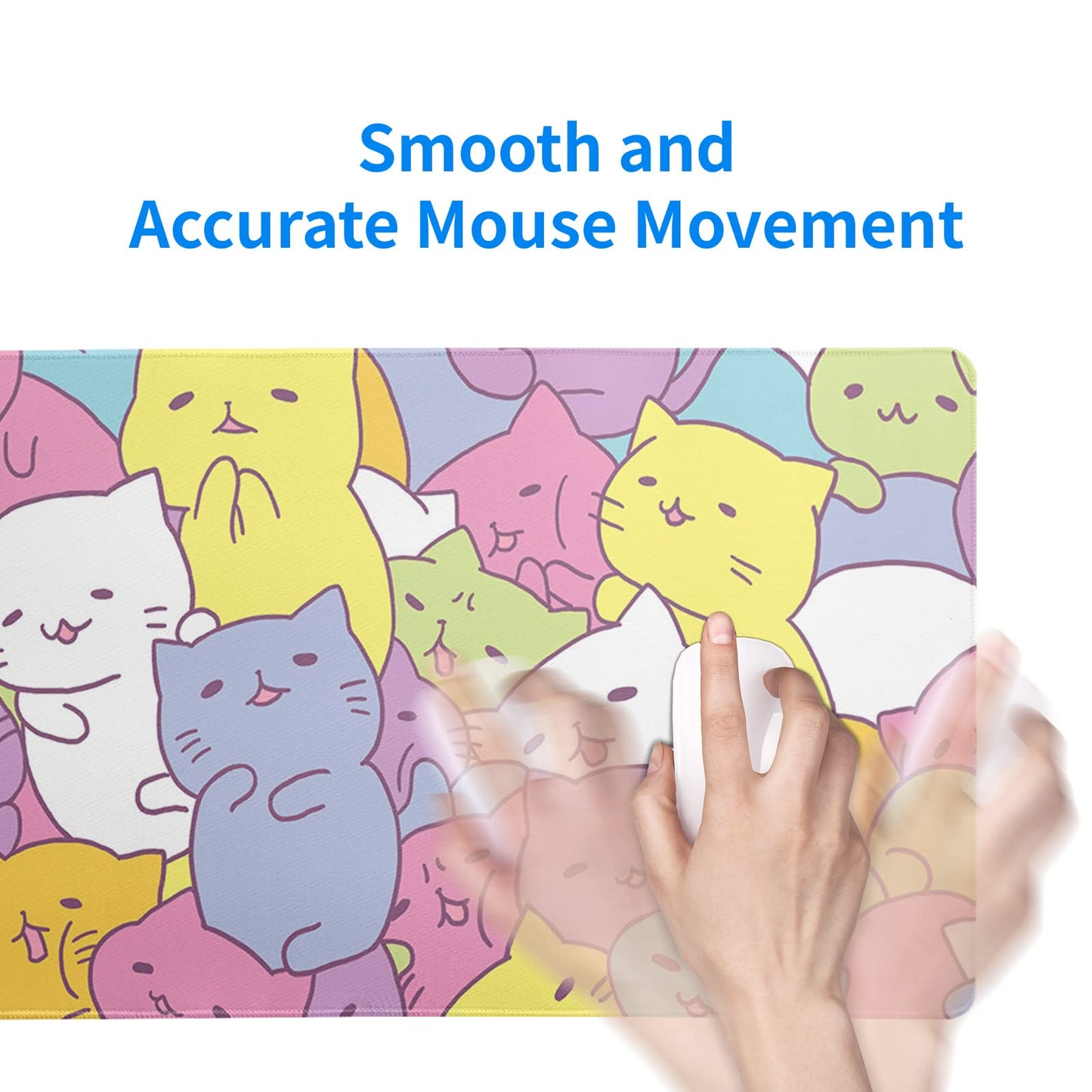 Japanese Sea Wave Large Mouse Pad, Anime Black Gaming, Extended Kanagawa Mat Desk Pad, 3mm Thick Long Non-Slip Rubber Base Mice Pad, 31.5 X 11.8 Inch