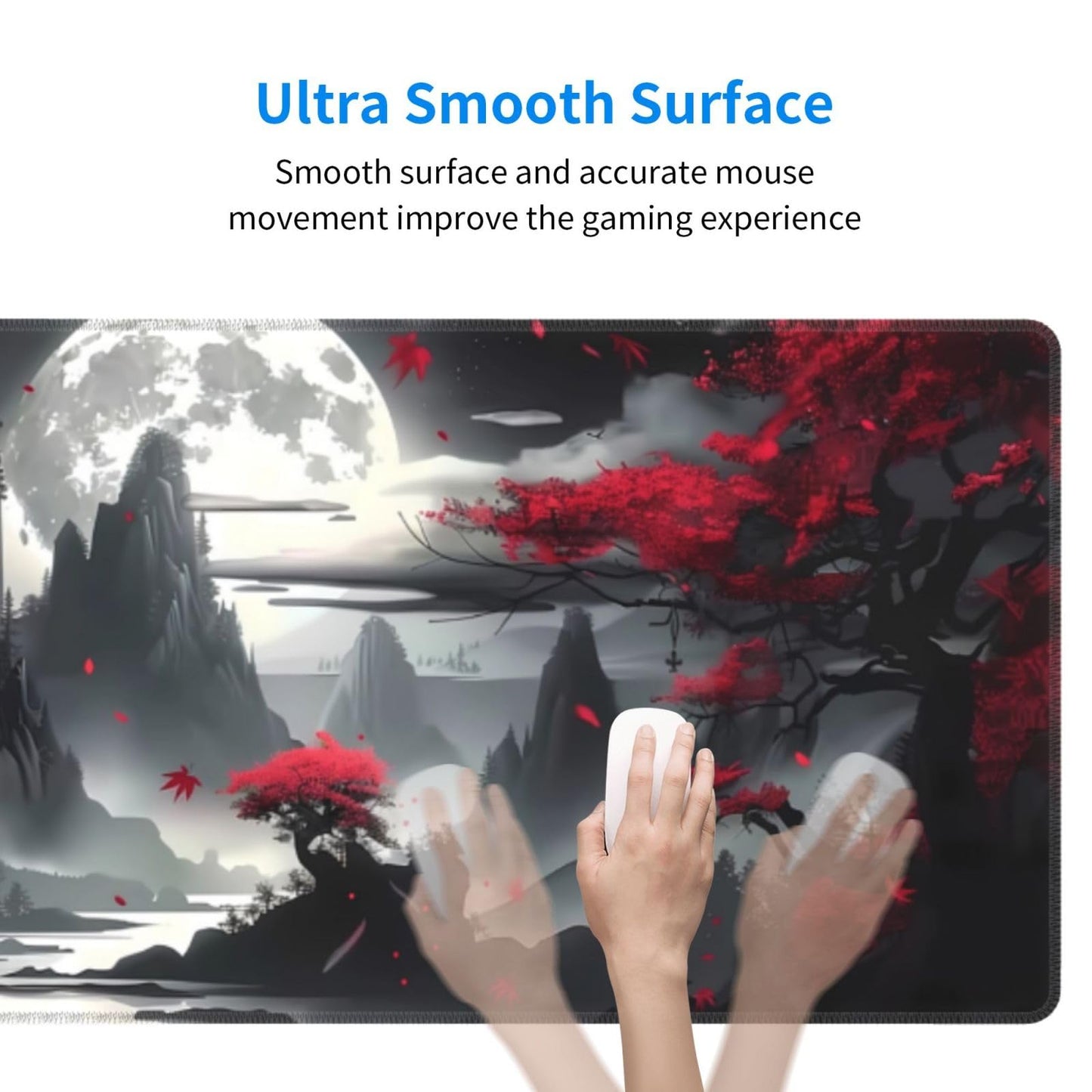 Japanese Mouse Pad, Large Japanese Desk Mat, XL Anime Gaming Keyboard Mat, Non-Slip Rubber Base, Big Extended Desk Protector for Home Office, 31.5”x11.8”