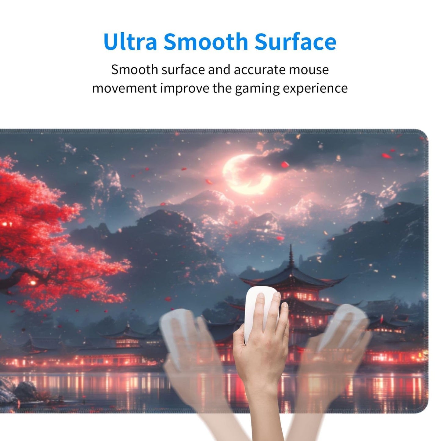 Japanese Mouse Pad, Large Japanese Desk Mat, XL Anime Gaming Keyboard Mat, Non-Slip Rubber Base, Big Extended Desk Protector for Home Office, 31.5”x11.8”