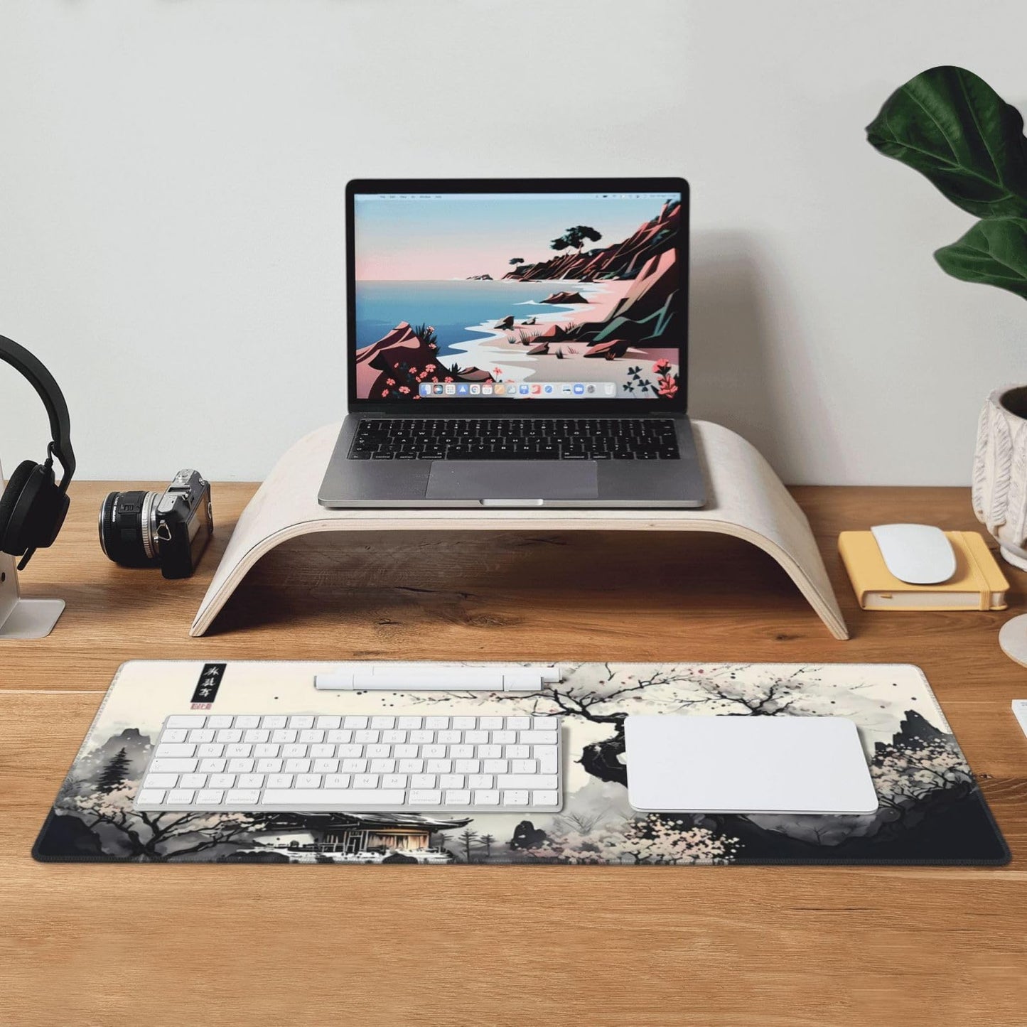 Japanese Mouse Pad, Large Japanese Desk Mat, XL Anime Gaming Keyboard Mat, Non-Slip Rubber Base, Big Extended Desk Protector for Home Office, 31.5”x11.8”