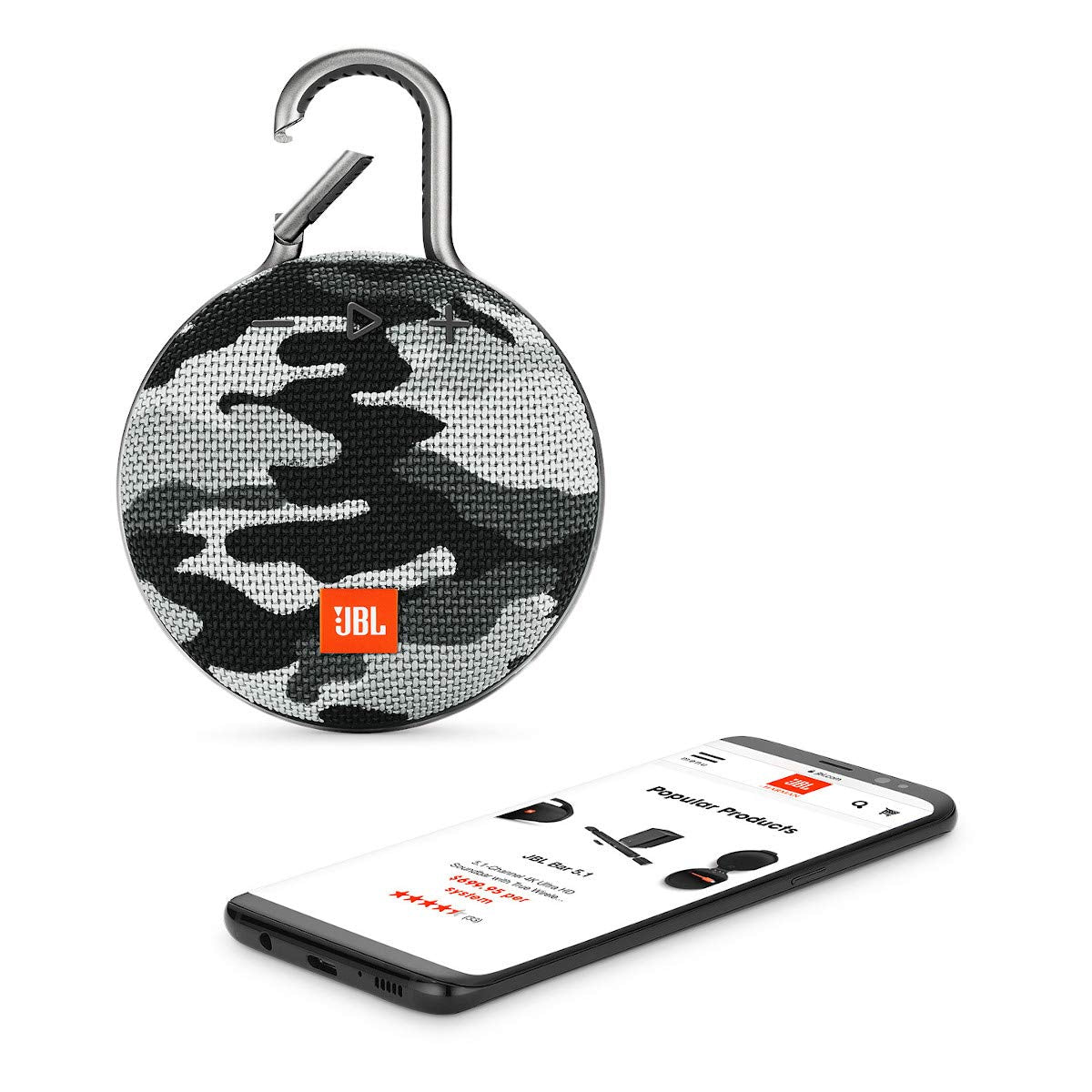 JBL Clip 3, Black - Waterproof, Durable & Portable Bluetooth Speaker - Up to 10 Hours of Play - Includes Noise-Cancelling Speakerphone & Wireless Streaming