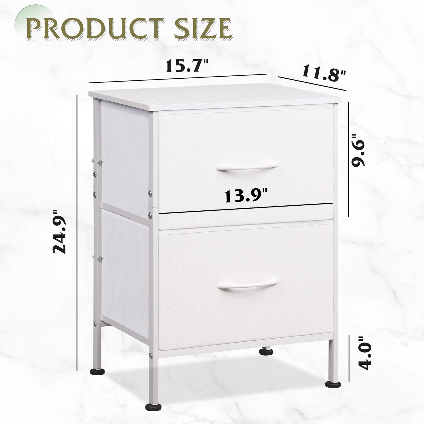 WLIVE Nightstand, 2 Drawer Dresser for Bedroom, Small Dresser with 2 Drawers, Bedside Furniture, Night Stand, End Table with Fabric Bins for Bedroom, Closet, Entryway, College Dorm, Dark Grey