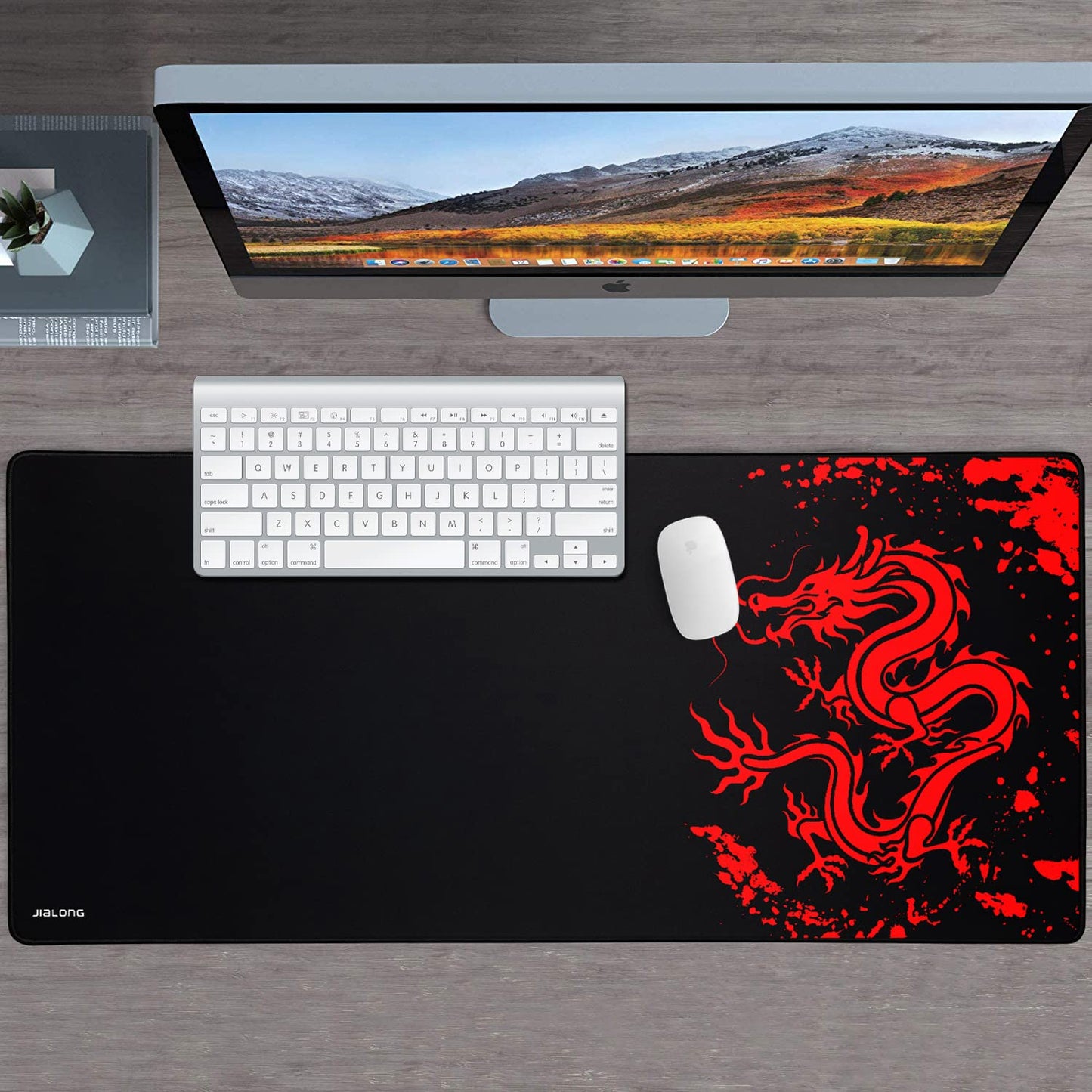 JIALONG Mouse Pad Large Gaming Desk Mat Extended Mousepad with Personalized Design Keyboard Pad for Laptop, Computer and PC - 35.4 x 15.7 inches Black World Map