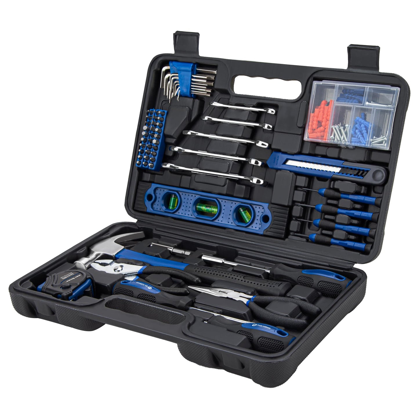 CARTMAN 148Piece Tool Set General Household Hand Tool Kit with Plastic Toolbox Storage Case Blue