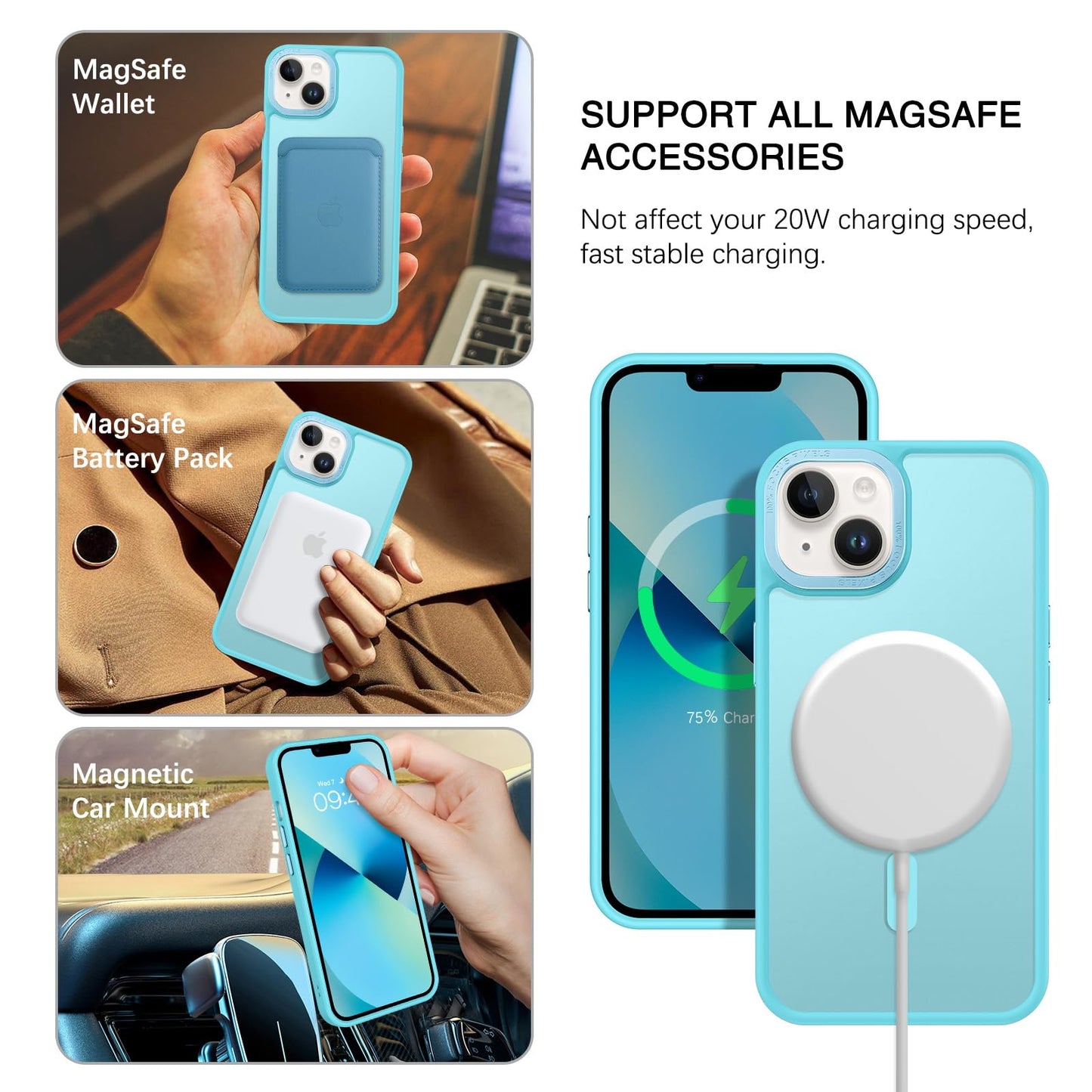 BENTOBEN Magnetic for iPhone 13 Case & iPhone 14 Case [Compatible with Magsafe] Translucent Matte Phone Case iPhone 13/14 Slim Fit Shockproof Women Men Protective Cover for iPhone 13/14 6.1", Hot Pink