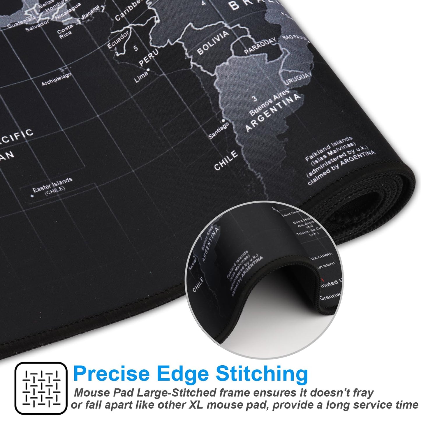 XXL Professional Large Mouse Pad & Computer Game Mouse Mat (35.4x15.7x0.1IN, Map) (90 * 40 Map)