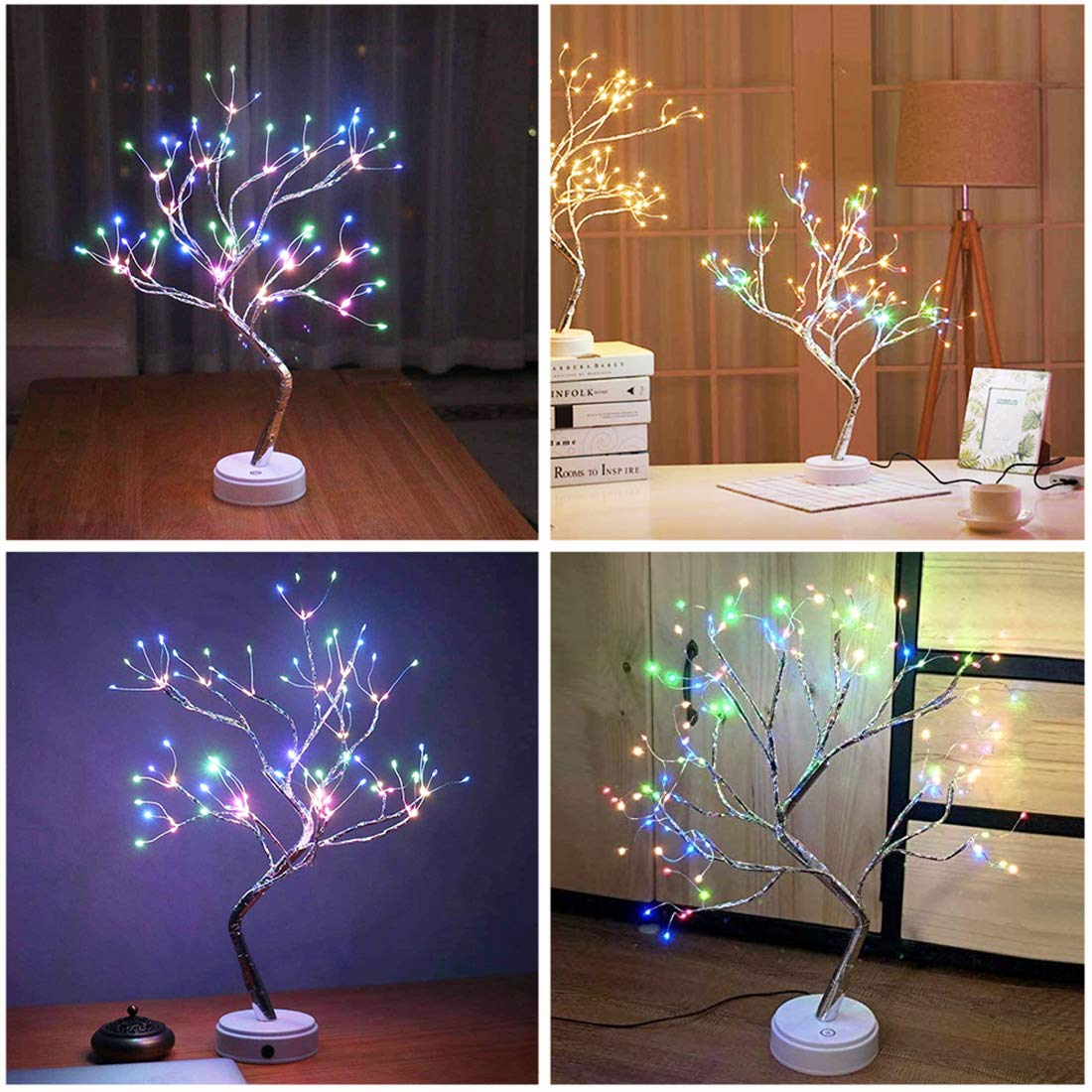 Room Decor, 20" 108 LED Tabletop Bonsai Tree Light, DIY Artificial Tree Lamp, Battery/USB Operated, Aesthetic Lamps for Living Room Bedroom Christmas Home Gifts House Decor (Warm White)