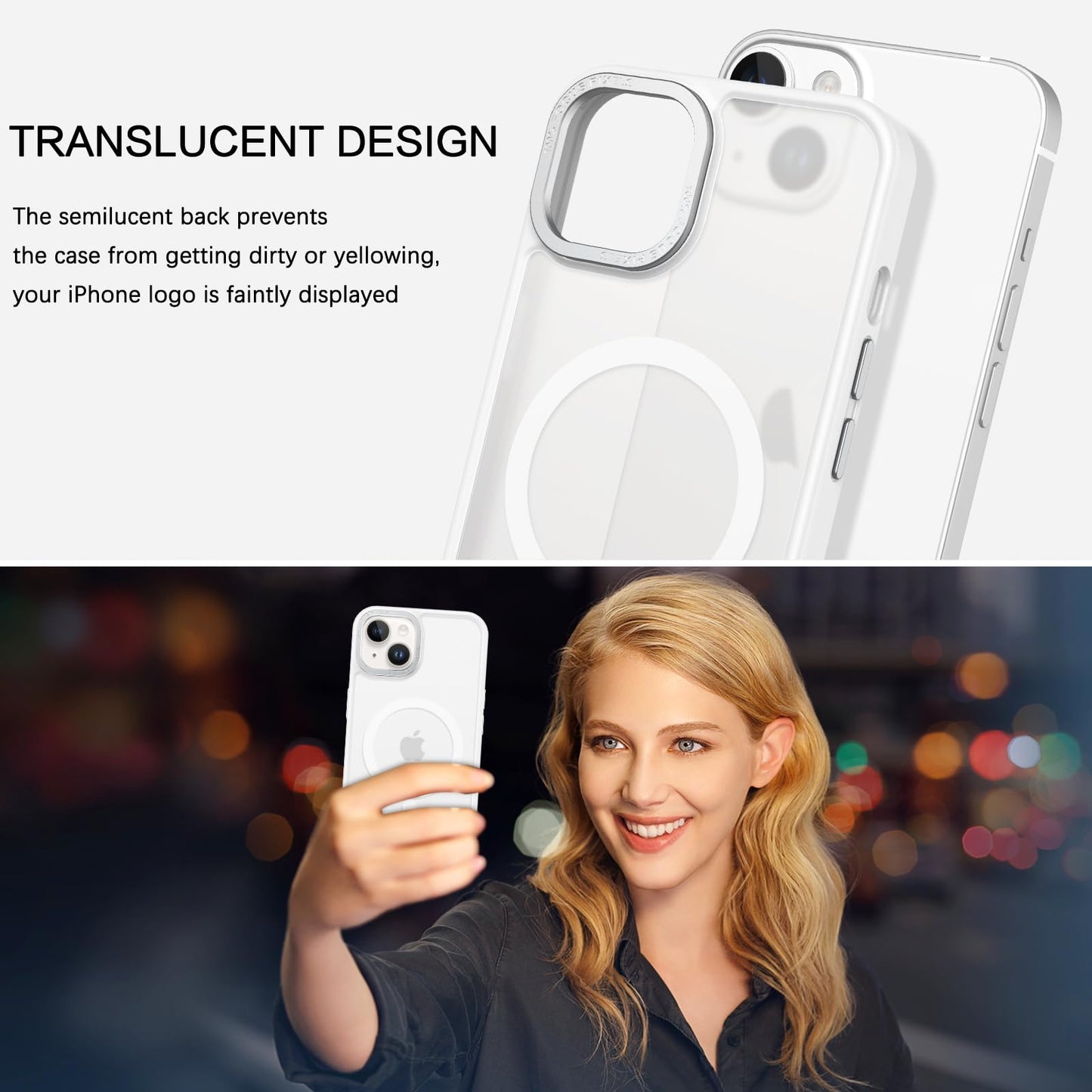 BENTOBEN Magnetic for iPhone 13 Case & iPhone 14 Case [Compatible with Magsafe] Translucent Matte Phone Case iPhone 13/14 Slim Fit Shockproof Women Men Protective Cover for iPhone 13/14 6.1", Hot Pink