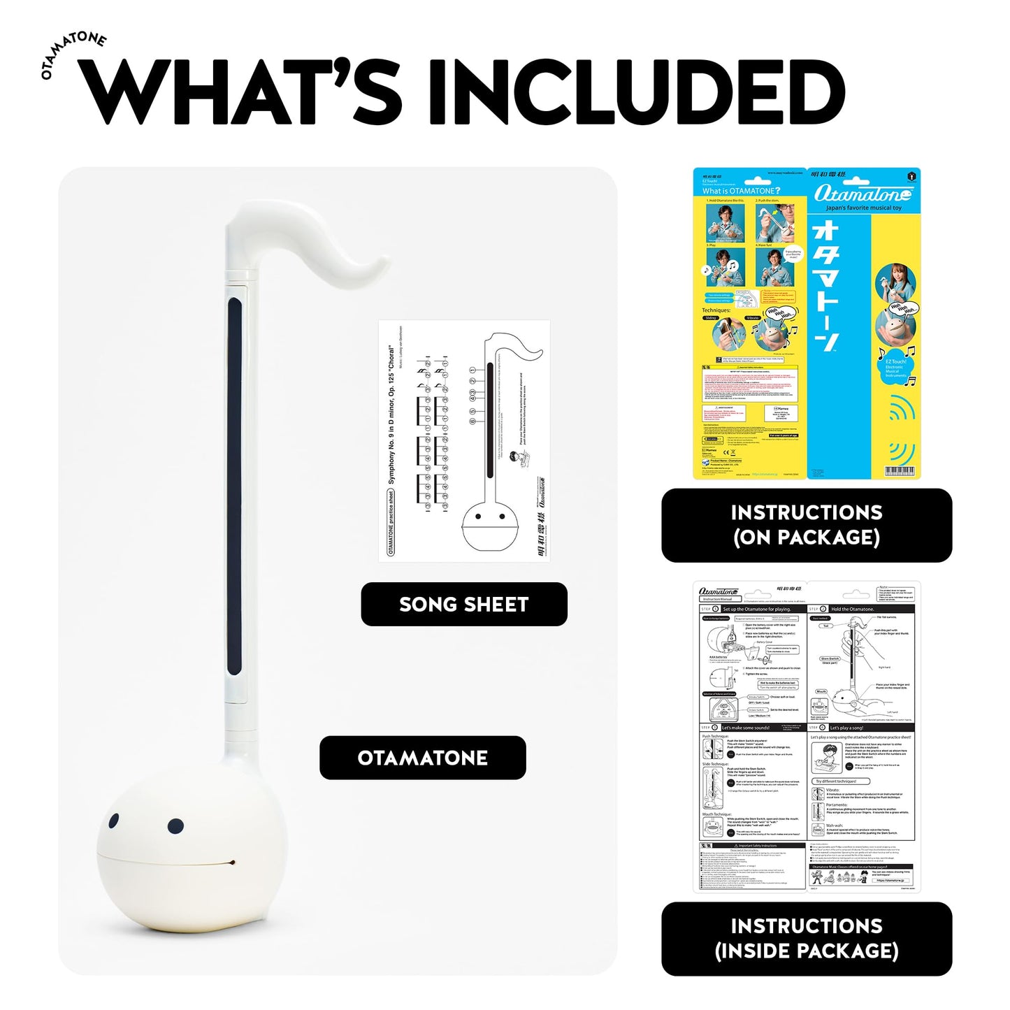 Otamatone Japanese Electronic Musical Instrument Portable Music Synthesizer from Japan by Maywa Denki Studio Award Winning, Educational Fun Gift for Children, Teens & Adults - Black