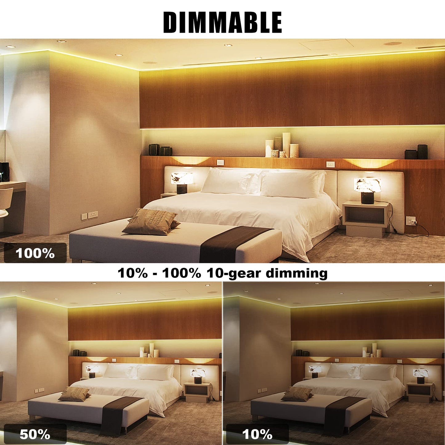 White COB Led Strip Lights Max with RF Remote, 16.4ft 3000K Dimmable Ultra Bright Warm White COB Light Strip, Adhesive Indoor COB Led Lights for Living Room, Shelf, Cabinet