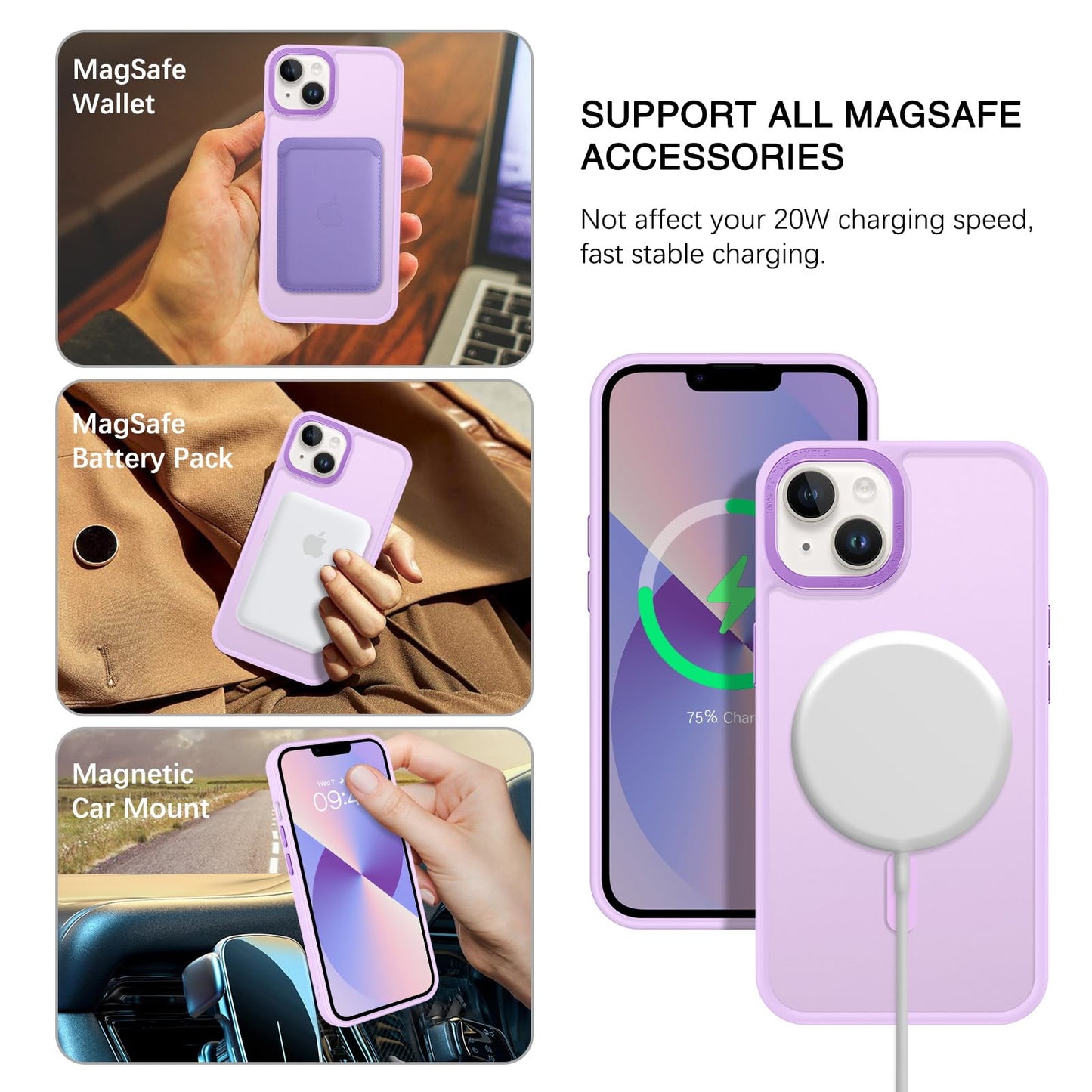 BENTOBEN Magnetic for iPhone 13 Case & iPhone 14 Case [Compatible with Magsafe] Translucent Matte Phone Case iPhone 13/14 Slim Fit Shockproof Women Men Protective Cover for iPhone 13/14 6.1", Hot Pink