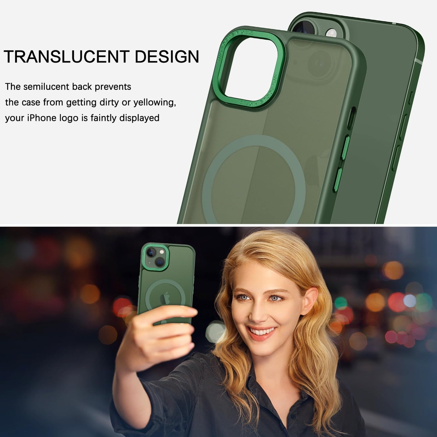 BENTOBEN Magnetic for iPhone 13 Case & iPhone 14 Case [Compatible with Magsafe] Translucent Matte Phone Case iPhone 13/14 Slim Fit Shockproof Women Men Protective Cover for iPhone 13/14 6.1", Hot Pink