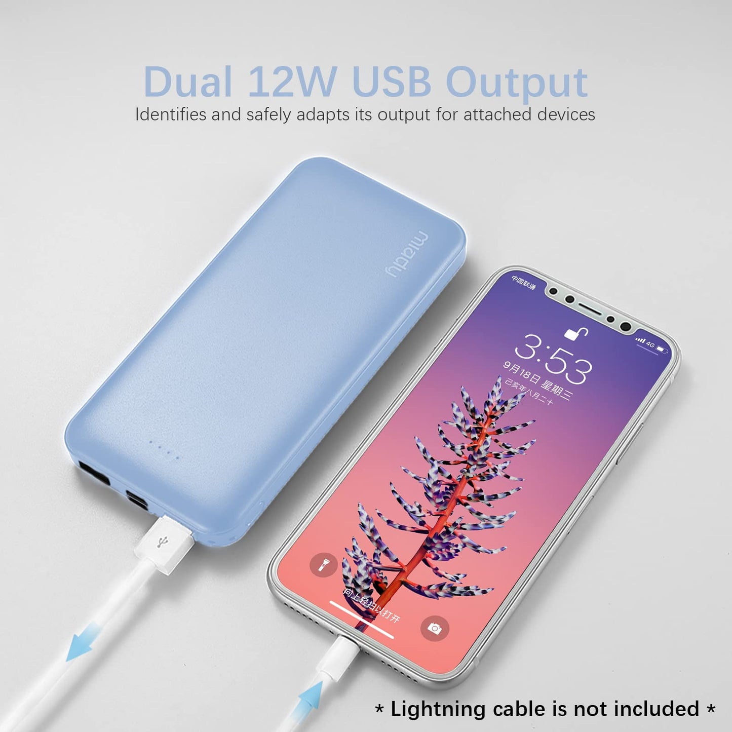Miady 2-Pack 10000mAh Dual USB Portable Charger, USB-C Fast Charging Power Bank, Backup Charger for iPhone 15/14/13, Galaxy S23/22, Pixel and etc