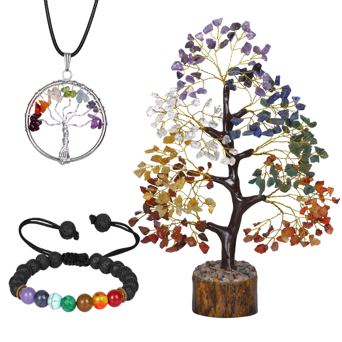 Seven Chakra Tree - Crystal Tree for Postive Energy - 7 Chakra Tree Of Life - Chakra Tree - Feng Shui Energy Crystals - Gemstone Tree - Fengshui Decor - Crystal Gifts - Housewarming Gift for Women