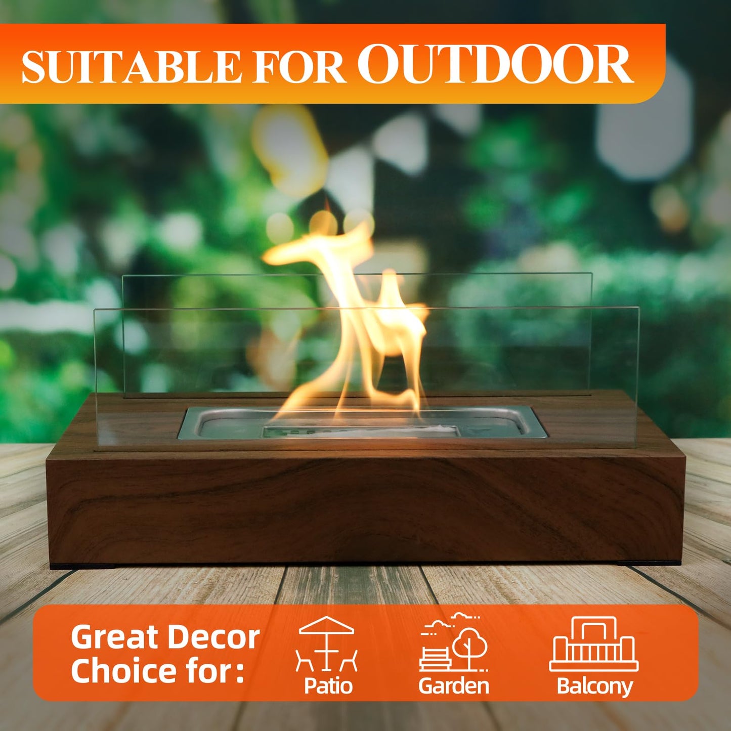 2024 New Tabletop Fire Pit,Woodgrain Portable Table Top Firepit Outdoor Indoor Table top Fireplace Smores Maker for Family Dinner Party Patio Balcony Backyard Housewarming Table Decor