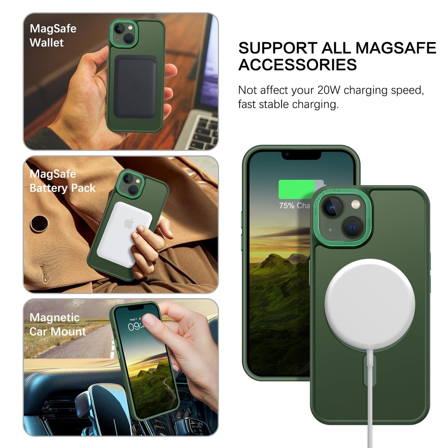 BENTOBEN Magnetic for iPhone 13 Case & iPhone 14 Case [Compatible with Magsafe] Translucent Matte Phone Case iPhone 13/14 Slim Fit Shockproof Women Men Protective Cover for iPhone 13/14 6.1", Hot Pink