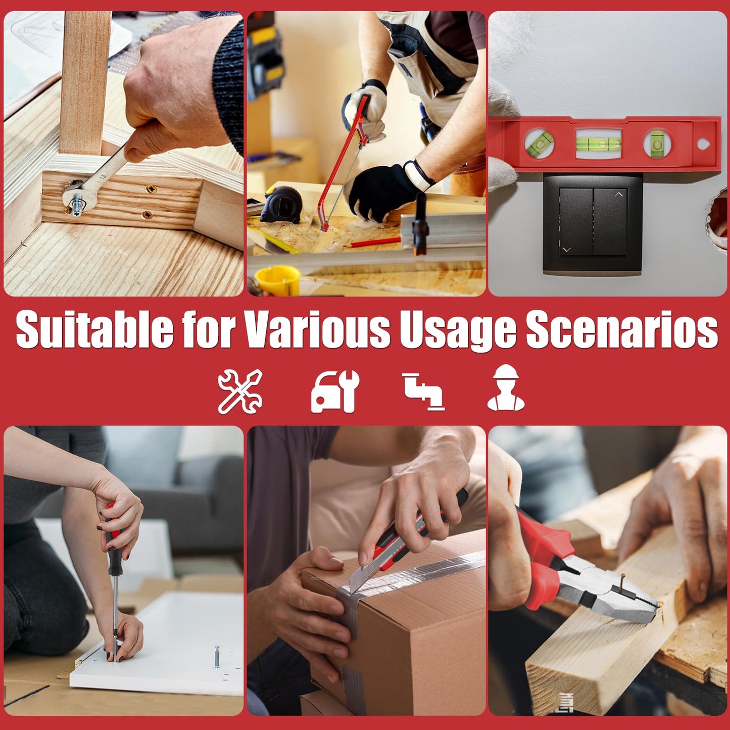 Sundpey Home Tool Kit 257-PCs - Household Basic Repair Tool Set for Men Women - General Hand Mechanic's Tool Set & Screwdriver Set & Wrench Set & Socket & Portable Tool Box Storage Case Blue