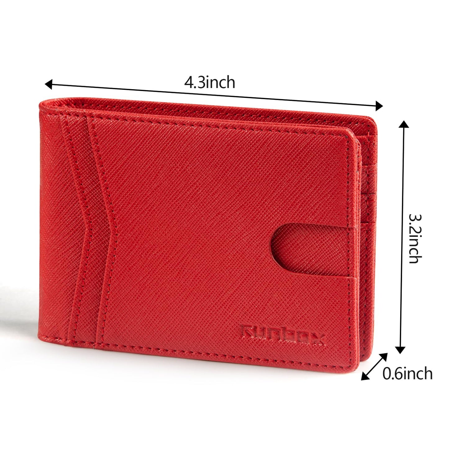 RUNBOX Wallet for Men Slim Rfid Leather 2 ID Window With Gift Box