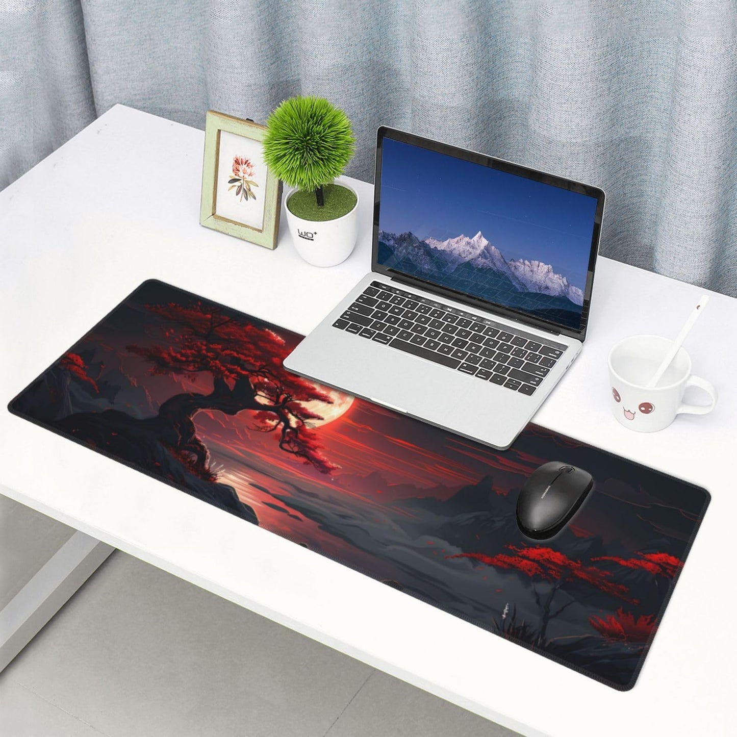 Japanese Mouse Pad, Large Japanese Desk Mat, XL Anime Gaming Keyboard Mat, Non-Slip Rubber Base, Big Extended Desk Protector for Home Office, 31.5”x11.8”