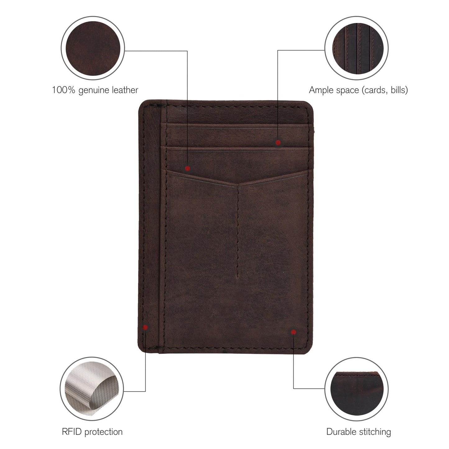 Leather Minimalist Wallet for Men & Women RFID Front Pocket Leather Card Holder Wallets