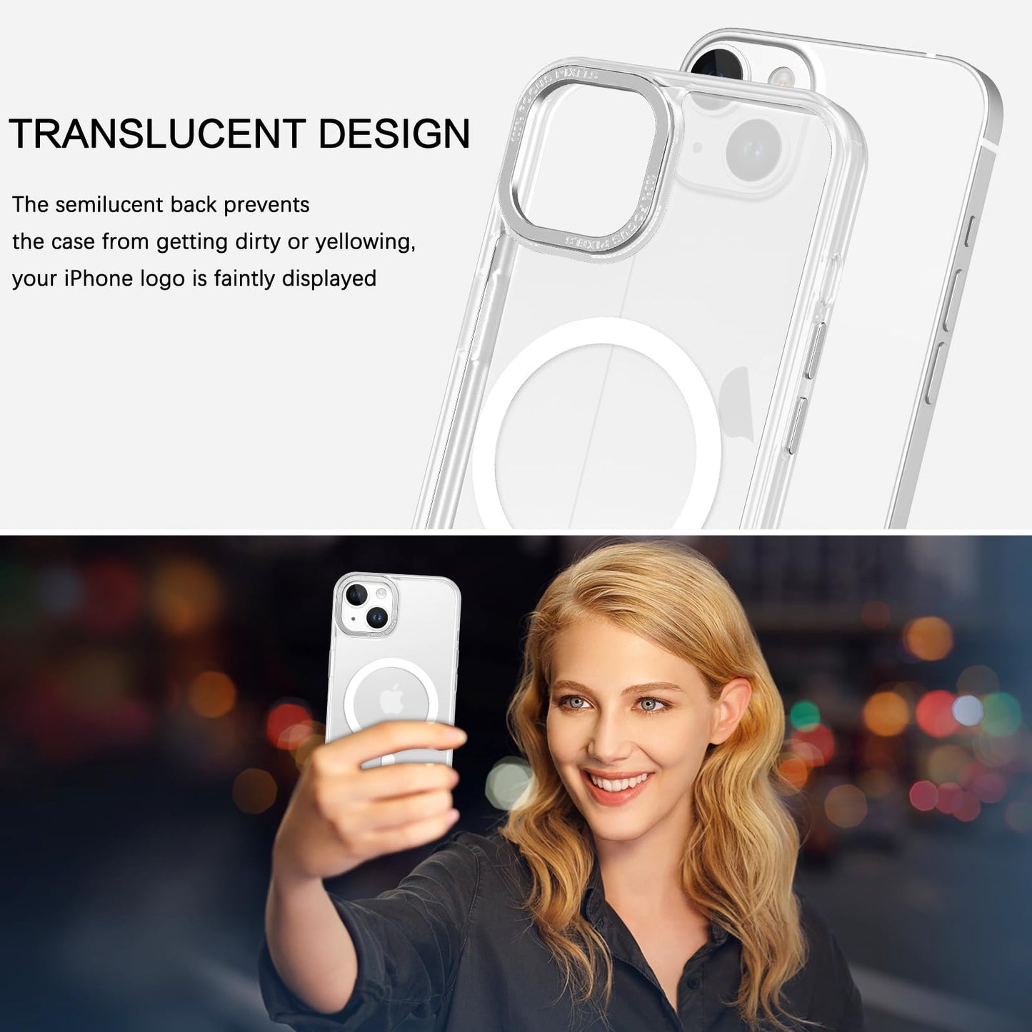 BENTOBEN Magnetic for iPhone 13 Case & iPhone 14 Case [Compatible with Magsafe] Translucent Matte Phone Case iPhone 13/14 Slim Fit Shockproof Women Men Protective Cover for iPhone 13/14 6.1", Hot Pink