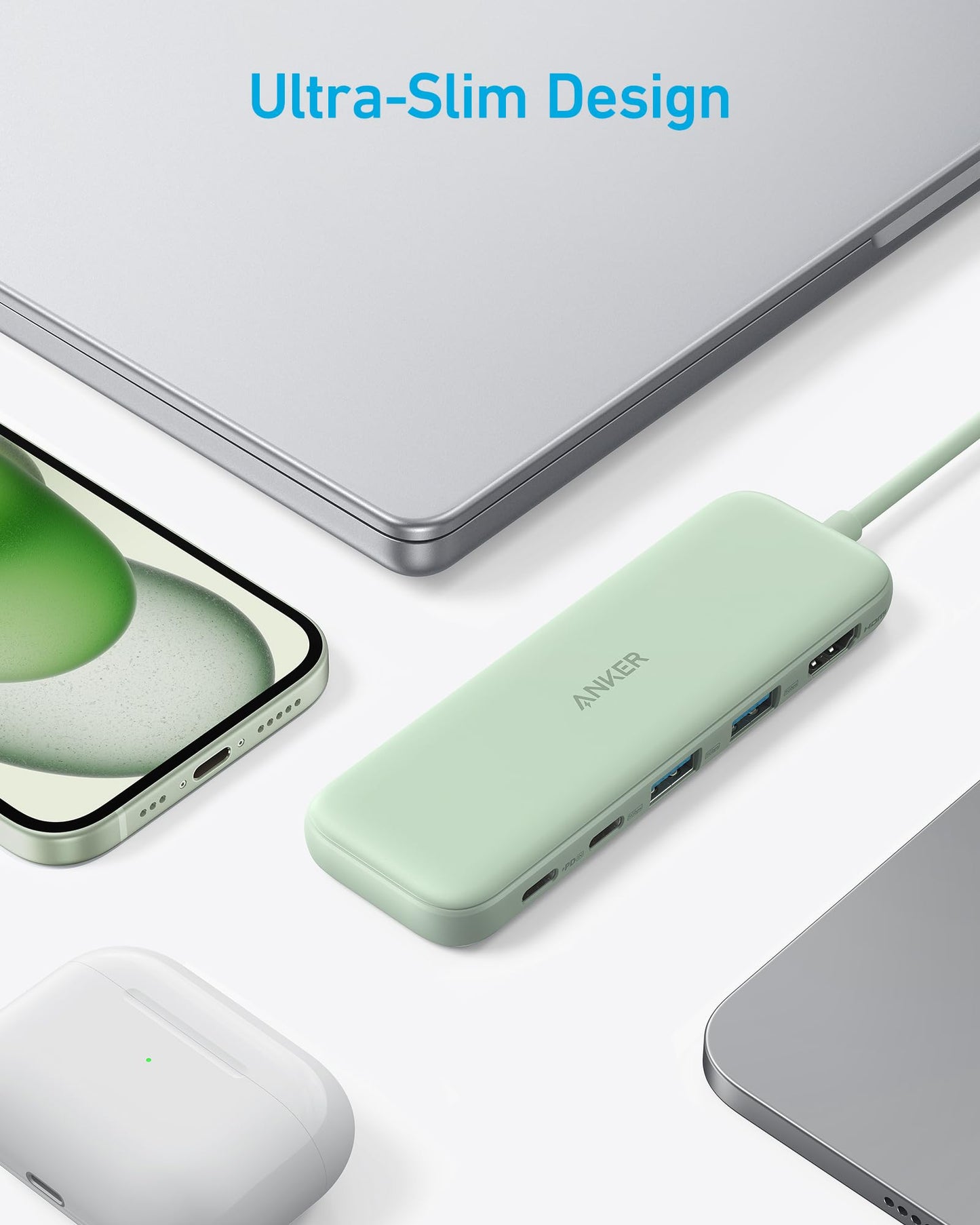 Anker 332 USB-C Hub (5-in-1) with 4K HDMI Display, 5Gbps - and 2 5Gbps USB-A Data Ports and for MacBook Pro, MacBook Air, Dell XPS, Lenovo Thinkpad, HP Laptops and More